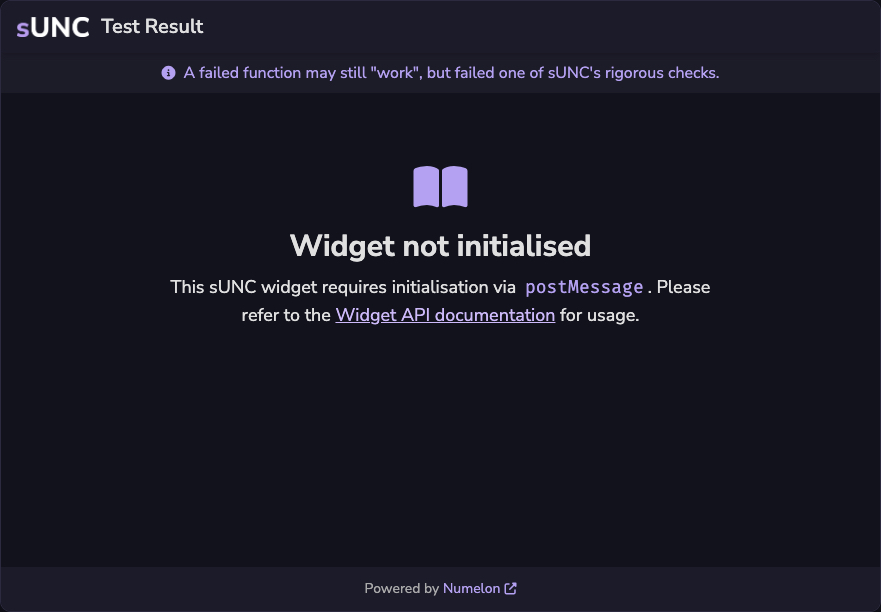 sUNC Widget Default Theme, Not Initialised